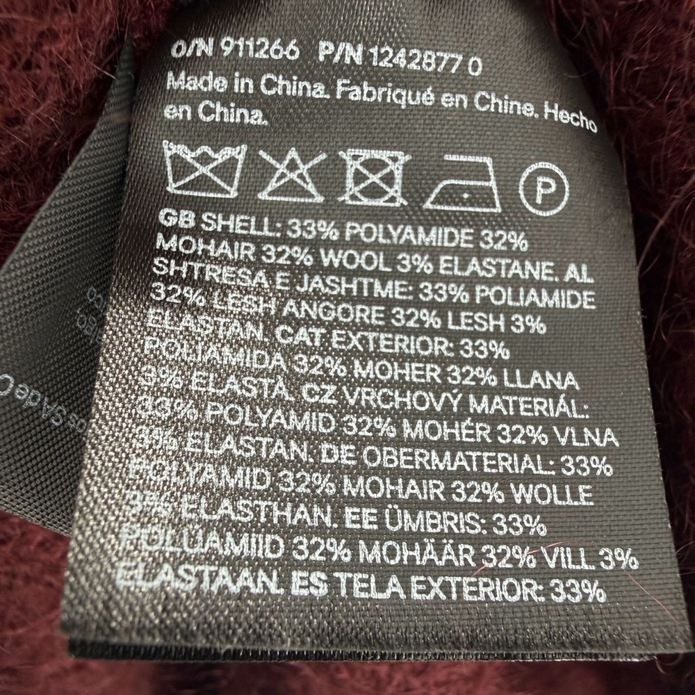 H&M Edition Premium Selection Oversized Mohair Wool Blend Sweater In Burgundy - Picture 6 of 8